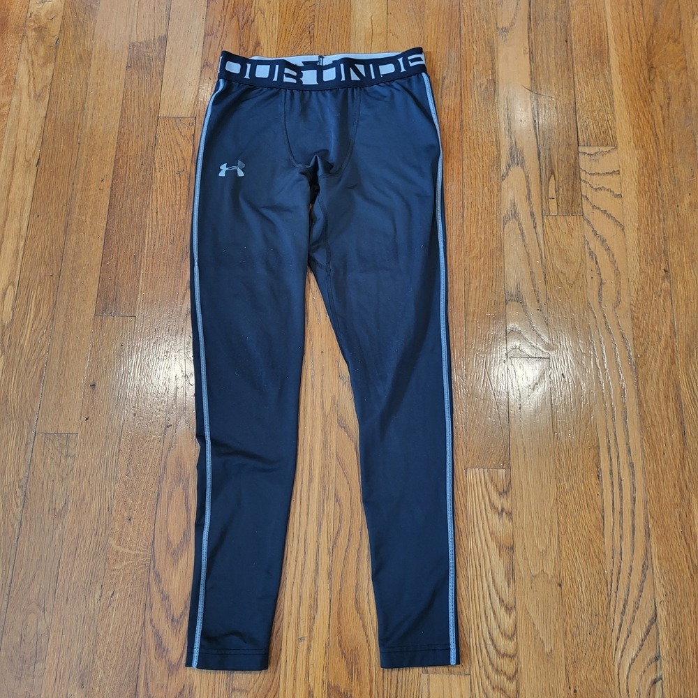 Under Armour Youth Small Boys Long Compression Leggings Black Athletic Base Laye